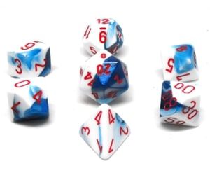 CHX26457 ASTRAL BLUE-WHITE/RED GEMINI 7PC POLYHEDRAL DICE SET image 0